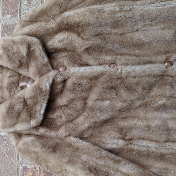 Vintage 1960s Faux Fur Beige Mink Style Cropped Coat Cut Fur Tissavel - Picture 2 of 10